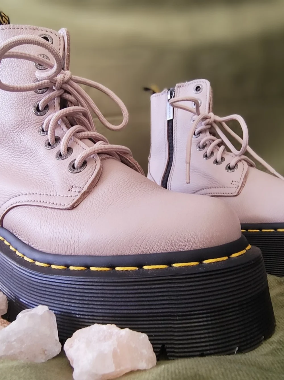 Dr. Martens Pink Platform Lace-Up Boots